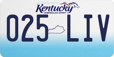KY license plate 025LIV