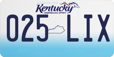 KY license plate 025LIX