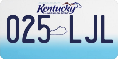 KY license plate 025LJL