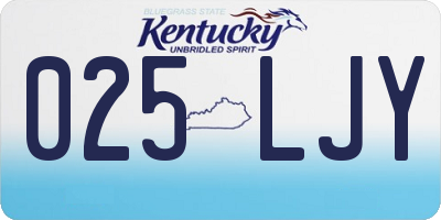 KY license plate 025LJY