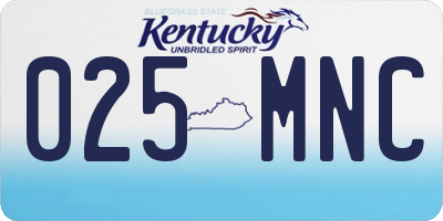 KY license plate 025MNC