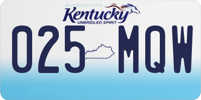 KY license plate 025MQW