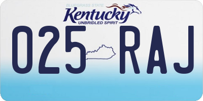 KY license plate 025RAJ