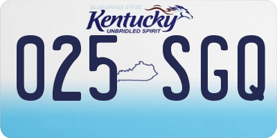 KY license plate 025SGQ