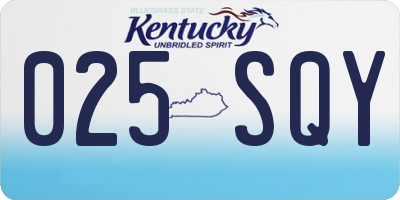 KY license plate 025SQY