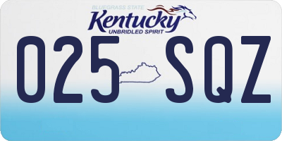 KY license plate 025SQZ