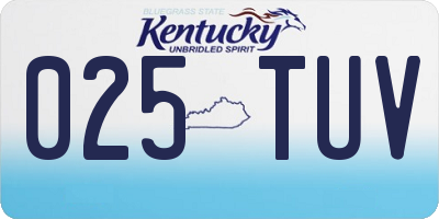 KY license plate 025TUV
