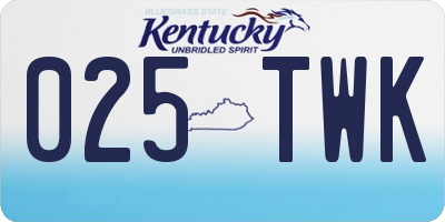KY license plate 025TWK