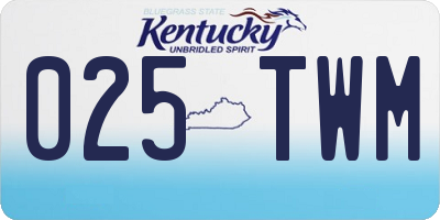 KY license plate 025TWM