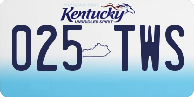 KY license plate 025TWS