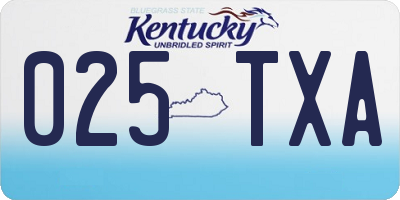 KY license plate 025TXA