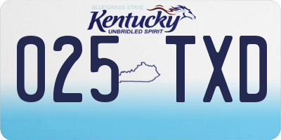 KY license plate 025TXD