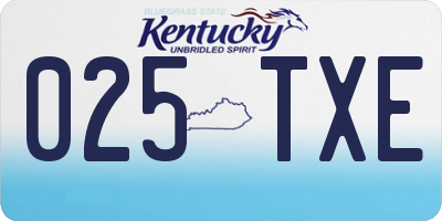KY license plate 025TXE