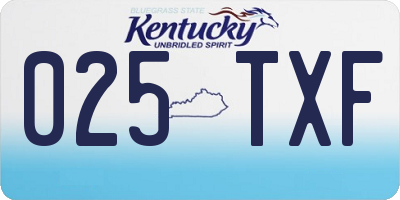 KY license plate 025TXF