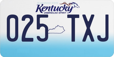 KY license plate 025TXJ