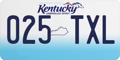 KY license plate 025TXL