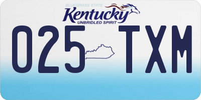 KY license plate 025TXM