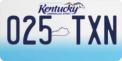 KY license plate 025TXN