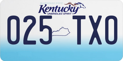 KY license plate 025TXO