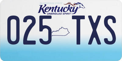 KY license plate 025TXS