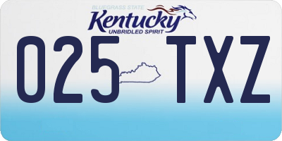 KY license plate 025TXZ