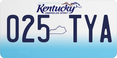 KY license plate 025TYA