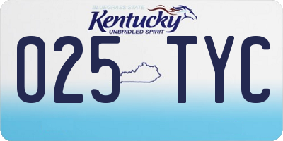 KY license plate 025TYC