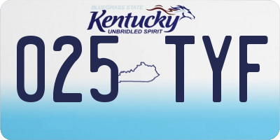 KY license plate 025TYF