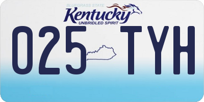 KY license plate 025TYH