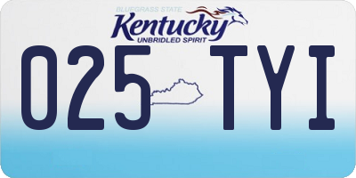 KY license plate 025TYI