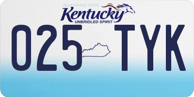 KY license plate 025TYK