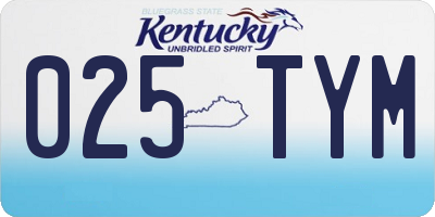 KY license plate 025TYM