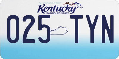 KY license plate 025TYN