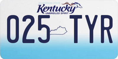 KY license plate 025TYR