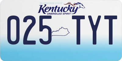 KY license plate 025TYT