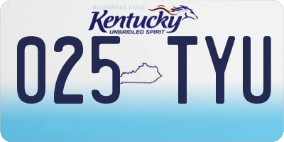 KY license plate 025TYU