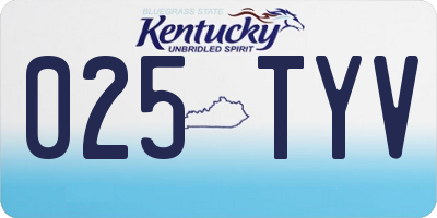 KY license plate 025TYV