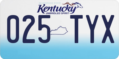 KY license plate 025TYX