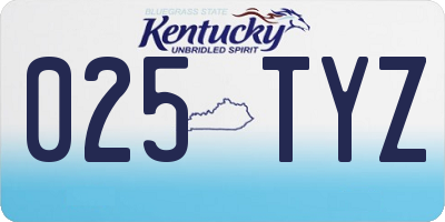 KY license plate 025TYZ