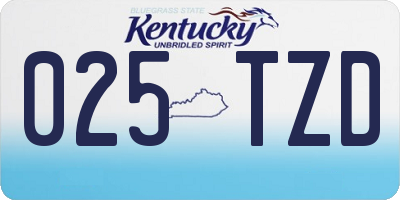 KY license plate 025TZD