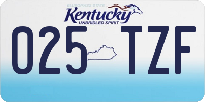 KY license plate 025TZF