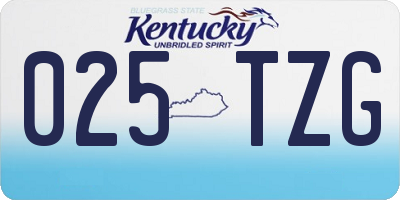 KY license plate 025TZG
