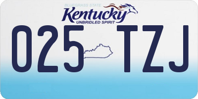 KY license plate 025TZJ