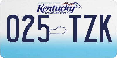 KY license plate 025TZK