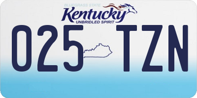 KY license plate 025TZN