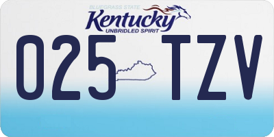 KY license plate 025TZV