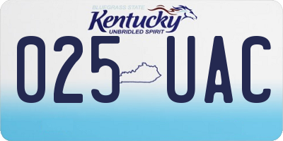 KY license plate 025UAC