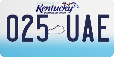 KY license plate 025UAE