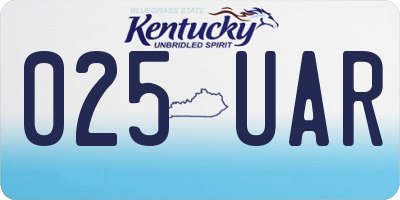 KY license plate 025UAR