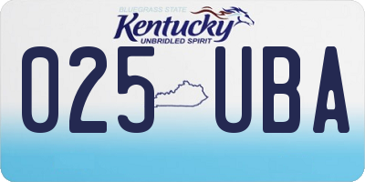 KY license plate 025UBA